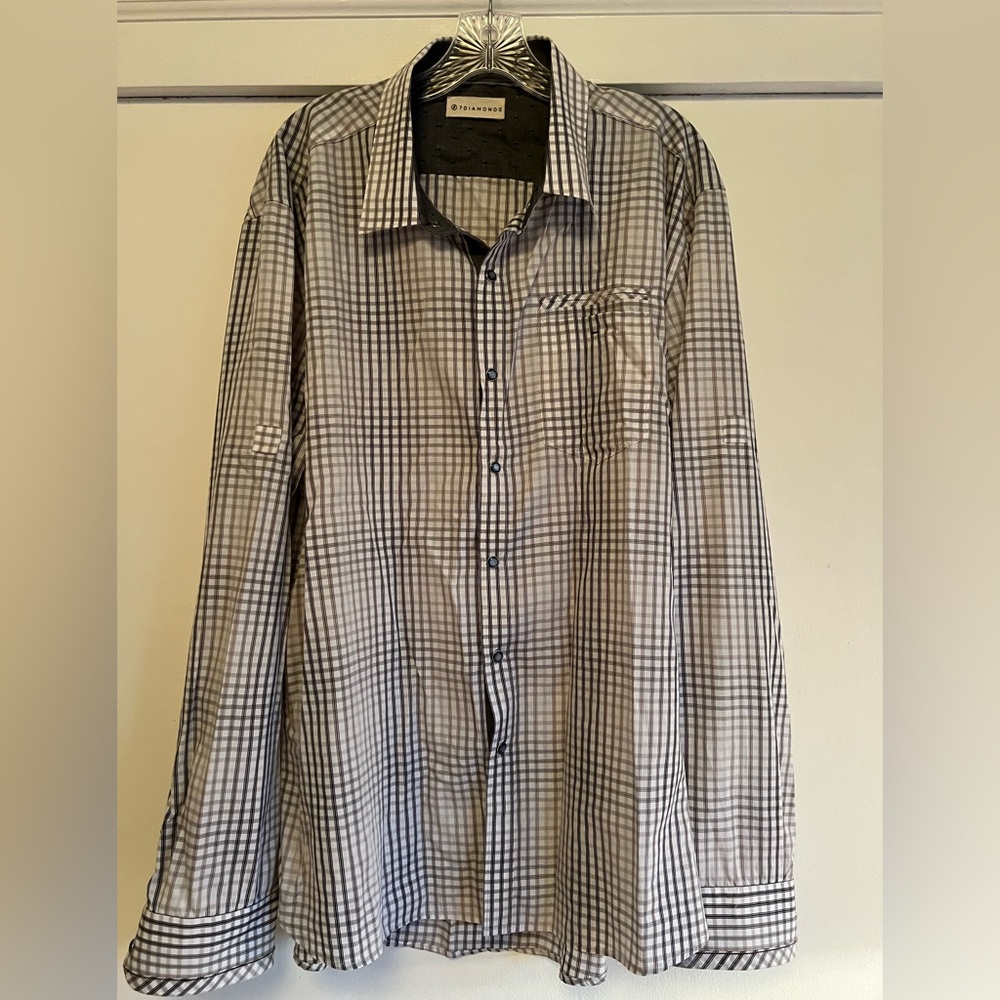 7 Diamonds Gray, Tan and White Patterned Shirt 3X